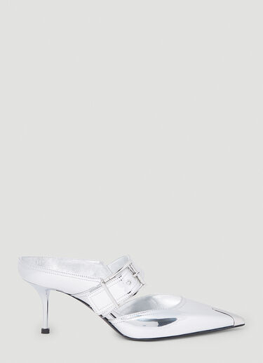 Alexander McQueen Metallic High Heel Mules Silver amq0252014