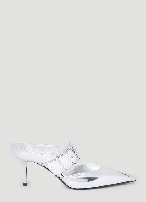 Alexander McQueen Metallic High Heel Mules Black amq0249030