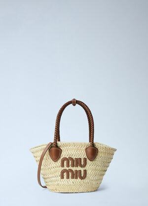 Miu Miu Woven Fabric Tote Bag Beige miu0264023