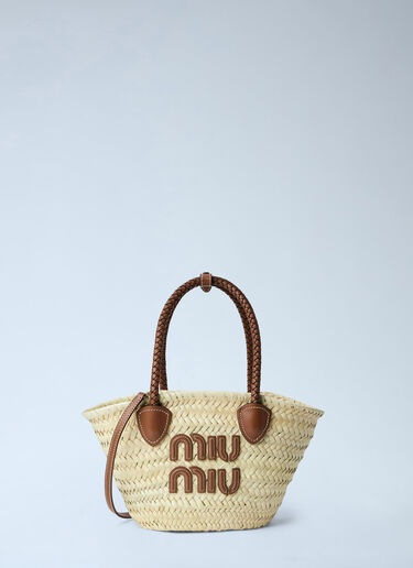 Miu Miu Woven Fabric Tote Bag Beige miu0264023