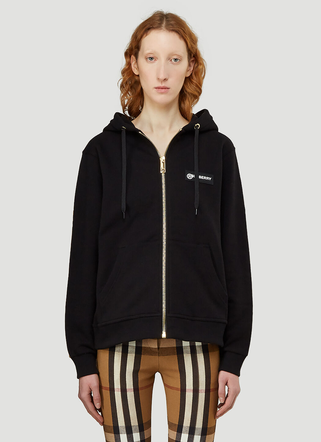 Burberry Aubree Zip-Through Hooded Sweatshirt Beige bur0143010