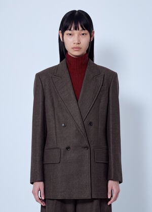 Max Mara Double-Breasted Wool Blazer Brown max0266206