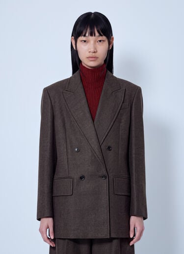 LN-CC® - Max Mara: Double-Breasted Wool Blazer - Brown Max Mara Double-Breasted Wool Blazer Brown max0266206