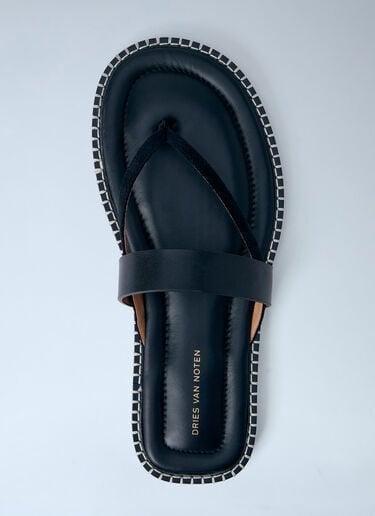 Dries Van Noten レザー トング サンダル ブラック dvn0163032