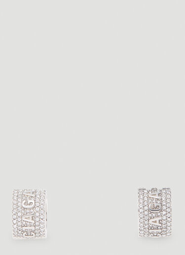 Balenciaga XL Logo Hoop Earrings Silver bal0253097