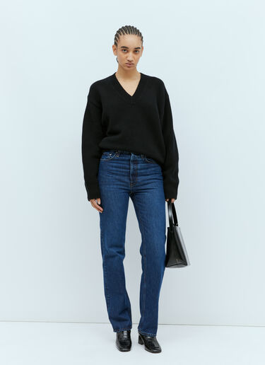 TOTEME V Neck Wool-Cashmere Sweater Black tot0255032