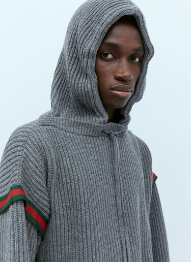 Gucci Wool Cashmere Hooded Sweater Grey guc0154006