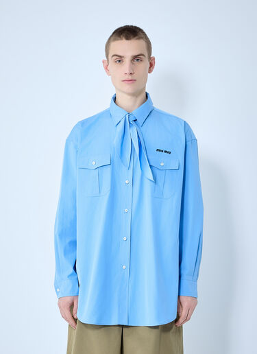 Miu Miu Poplin Shirt With Scarf Blue miu0360001
