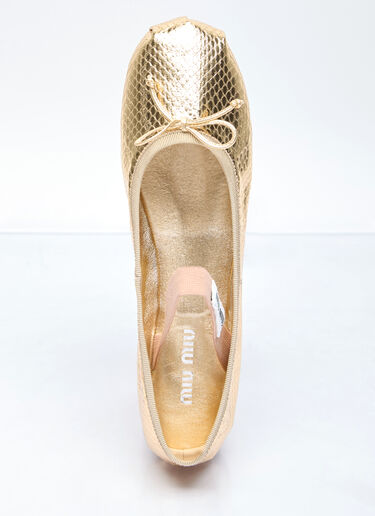 Miu Miu 蛇皮纹芭蕾平底鞋 金色 miu0256073