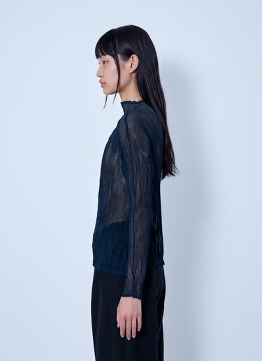 LN-CC® - Issey Miyake: Sheer Long Sleeve Top - Navy Issey Miyake Sheer Long Sleeve Top Navy ism0265008