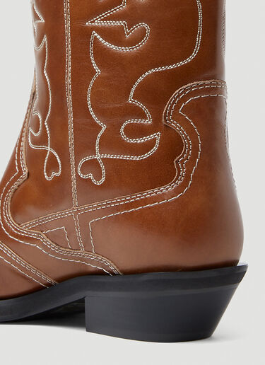GANNI Embroidered Western Boots Brown gan0253027
