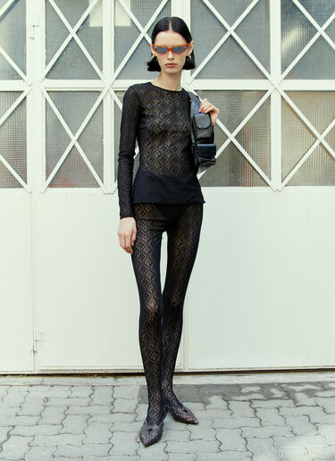 Logo Mesh Jacquard Top Marine Serre Logo Mesh Jacquard Top Black mrs0254008