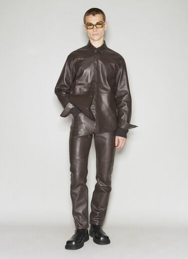 Honey Fucking Dijon x Acne Studios Leather Overshirt Brown hdj0154005