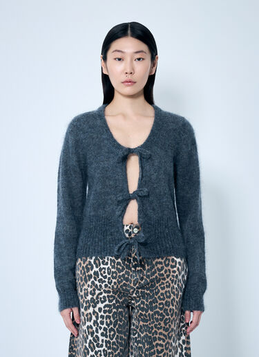 GANNI Light Mohair Tie-String Cardigan Grey gan0259049