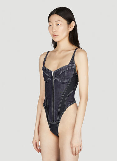 Mugler Denim Zip Bodysuit Black mug0251058