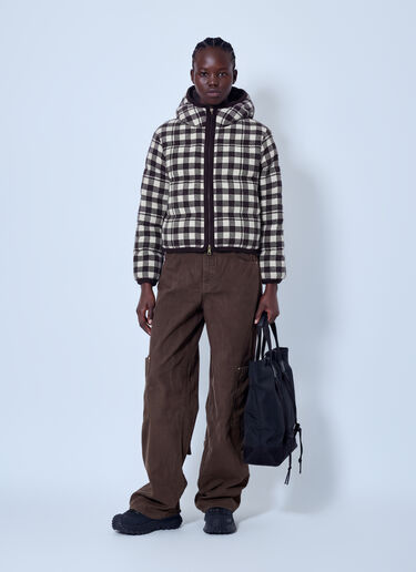 LN-CC® - Moncler: Abstraction Hooded Wool Blend Short Down Jacket - Brown Moncler Abstraction Hooded Wool Blend Short Down Jacket Brown mon0266035