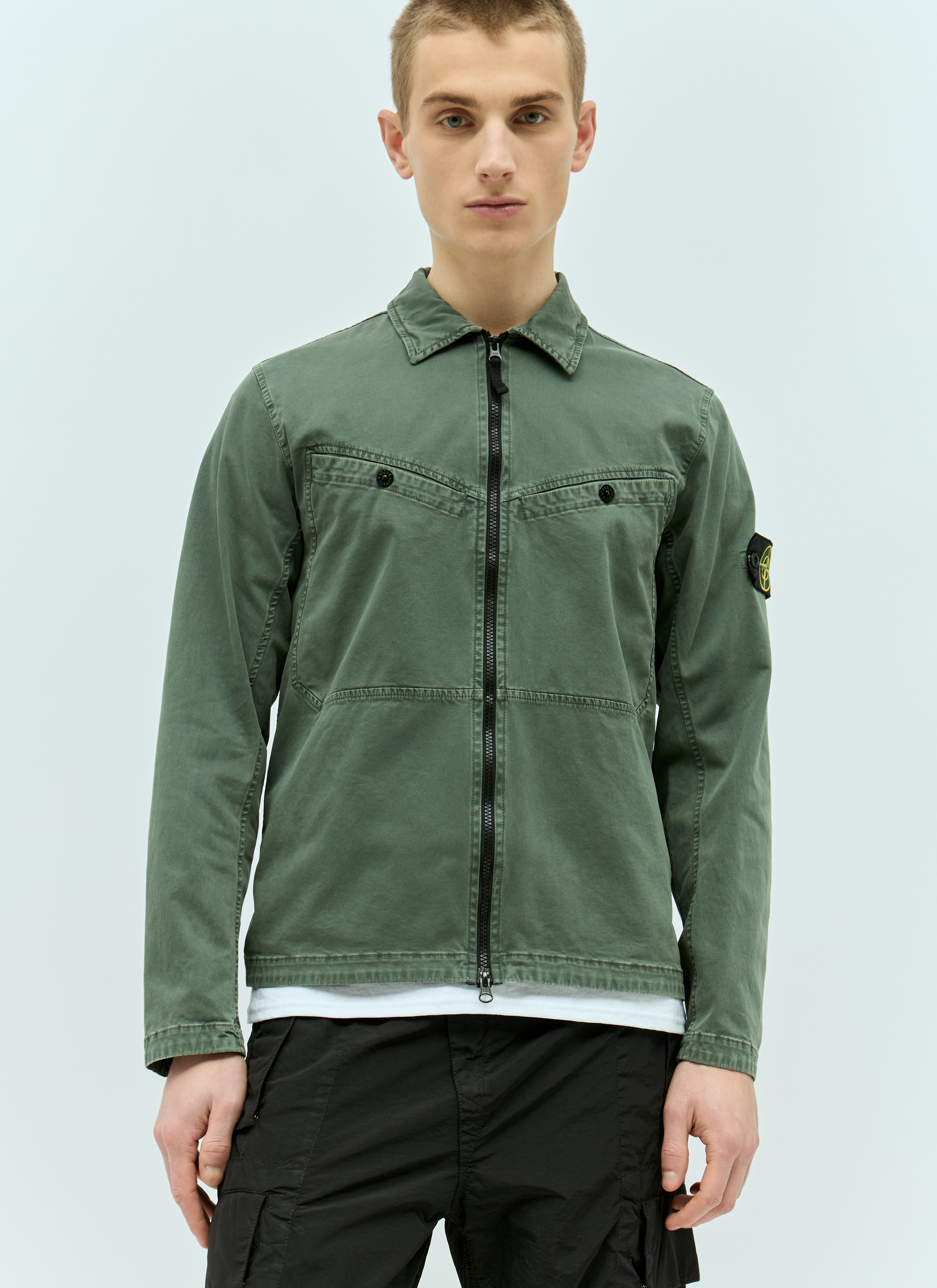 Stone island green overshirt on sale