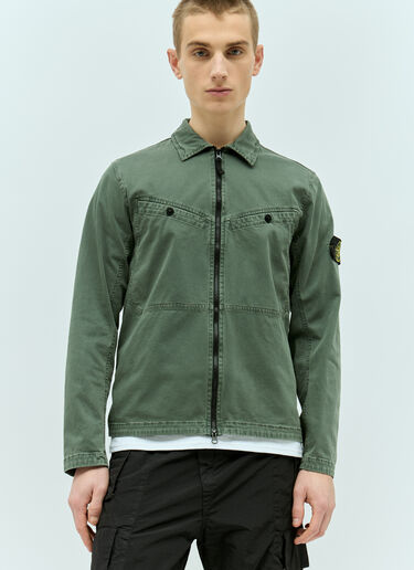Stone Island Overshirt With Signature Compass Patch Green sto0156052
