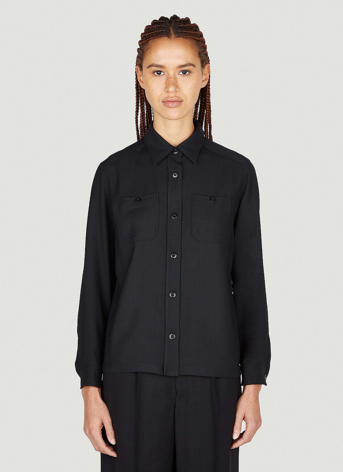 Apc Chloe Patch-pocket Twill Shirt In Black