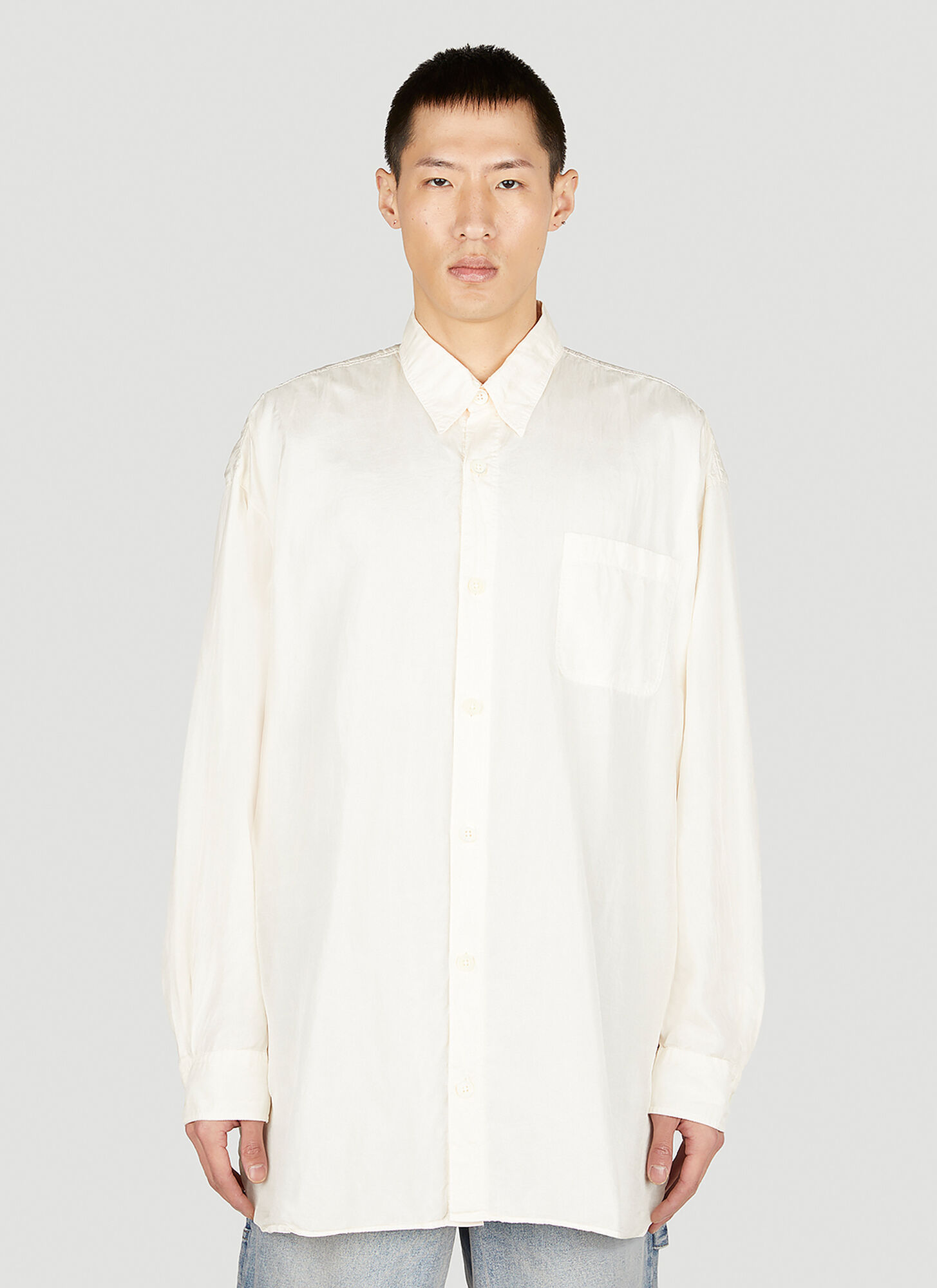Our Legacy Off-white Coco Shirt With Point Collar And Mother Of Pearl Buttons In White
