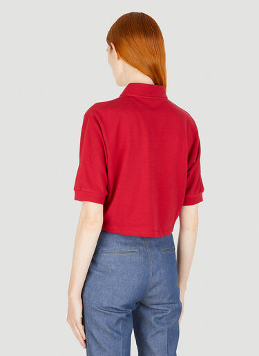 Saint Laurent Cropped Polo Top Red sla0248004