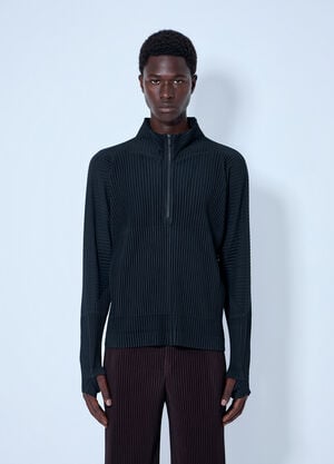 Homme Plissé Issey Miyake Pleated Half Zip Through Top Black hmp0164012