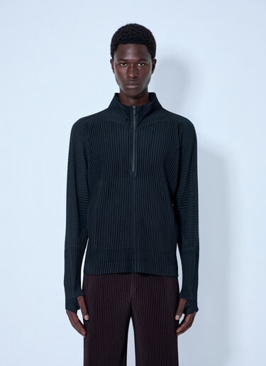 Homme Plissé Issey Miyake Pleated Half Zip Through Top Black hmp0164012