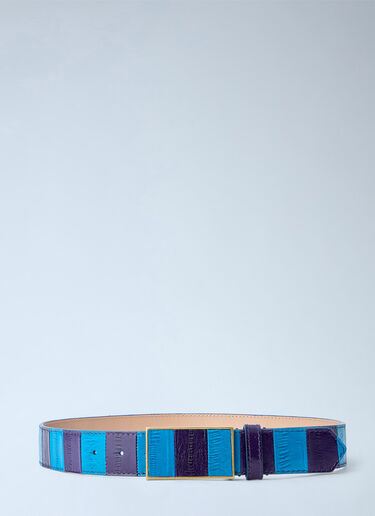 LN-CC® - Dries Van Noten: Striped Leather Belt - Blue Dries Van Noten Striped Leather Belt Blue dvn0264041