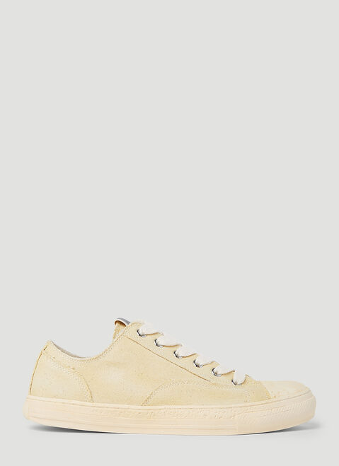 Maison Mihara Yasuhiro Past Sole オーバーダイ ロートップスニーカー イエロー mmy0154007