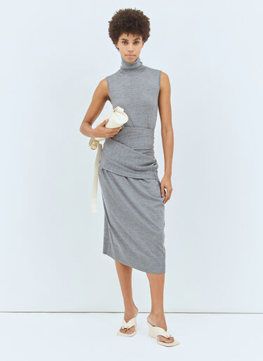 TOTEME Draped Knit Dress Grey tot0258003