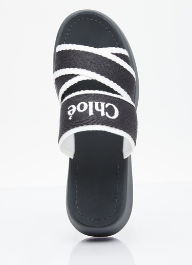 Chloé Logo Embroidery Platform Slides Black chl0255025