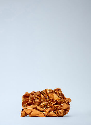 Dries Van Noten ラッフルクランクルドレザークラッチバッグ ゴールド dvn0263021