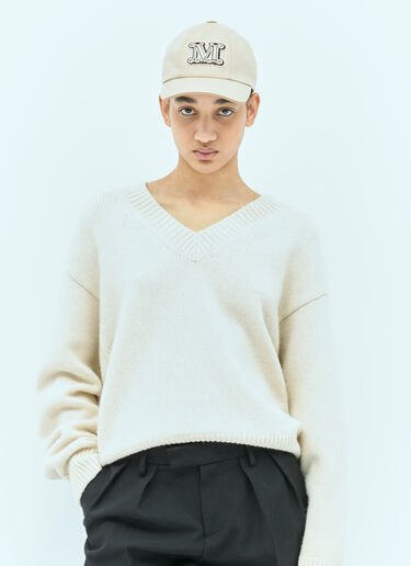 Max Mara 로고 자수 베이스볼 캡 베이지 max0255041
