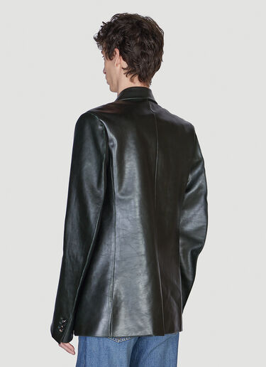 Bottega Veneta 双排扣皮革休闲西装外套 深绿色 bov0150013