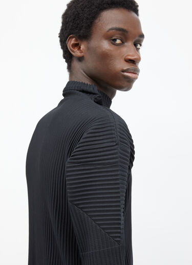 Homme Plissé Issey Miyake 하이넥 플리츠 탑 블랙 hmp0155010