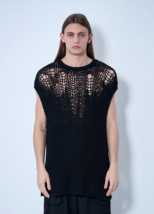 Yohji Yamamoto オープンニットベスト  ブラック yoy0160008