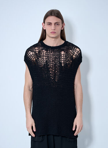 Yohji Yamamoto 镂空针织背心  黑色 yoy0160008