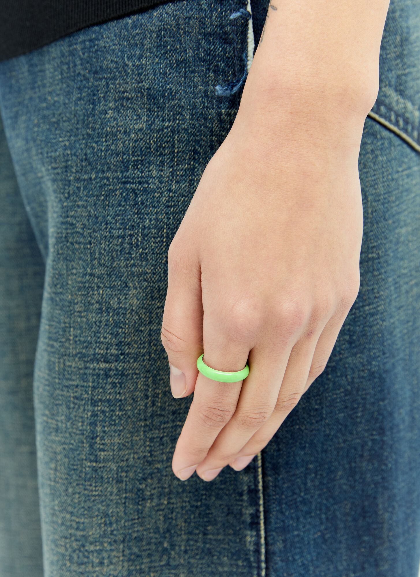 Shop Fry Powers Neon Enamel Stacking Ring In Green