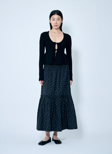 GANNI Rib Knit Tie-String Cardigan Black gan0259070