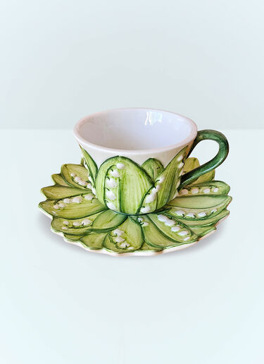 Les-Ottomans Lily Of The Valley Teacup And Saucer Set Multicolour wps0691385