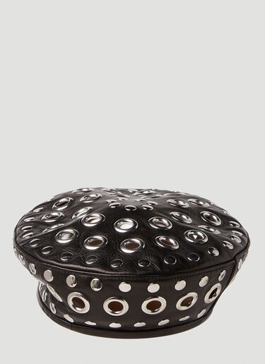 Gucci Leather Embellished Beret Black guc0251016