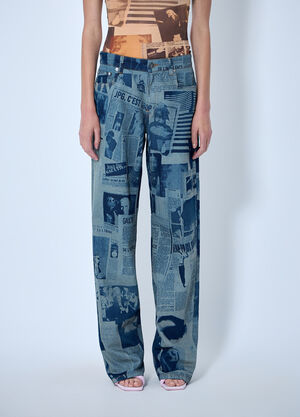 Jean Paul Gaultier Newspaper Print Jeans Blue jpg0264007