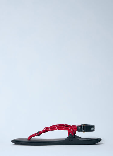 Miu Miu Riviere 绳编皮革凉鞋 红色 miu0260018