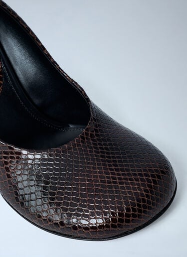Python-Embossed Leather Wedge Pumps Dries Van Noten Python-Embossed Leather Wedge Pumps Dark Brown dvn0262030