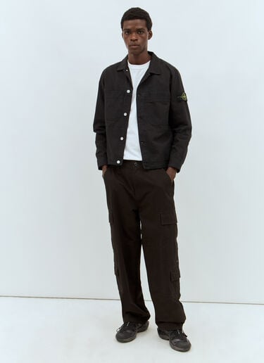 Stone Island Canvas Overshirt Black sto0158033