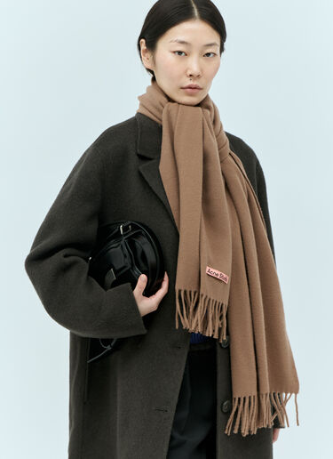 Acne Studios フリンジ ウールマフラー ブラウン acn0355012