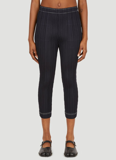 Pleats Please Issey Miyake 褶裥撞色明线长裤 黑色 plp0251012