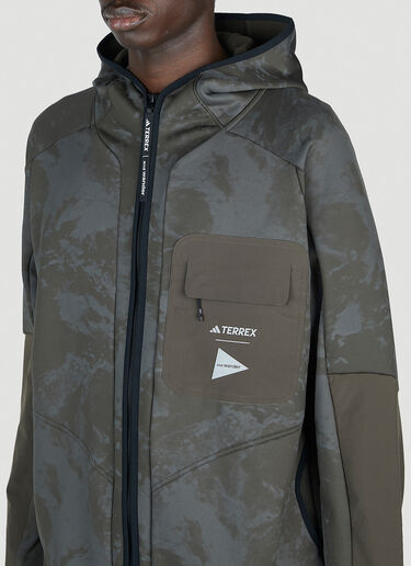adidas Terrex x And Wander Graphic Print Hooded Jacket Khaki ata0152003