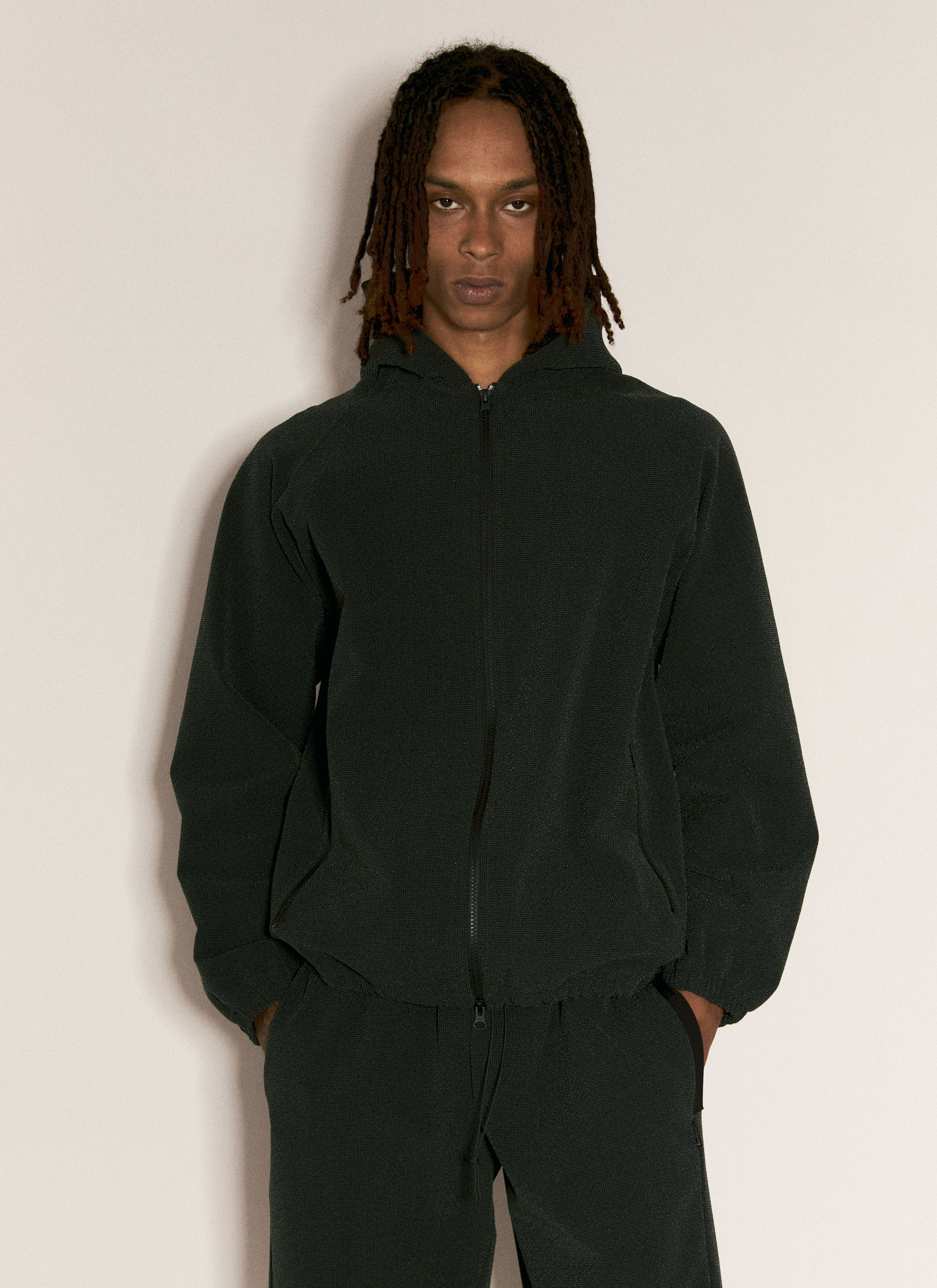 Saint Laurent Textured Hooded Sweatshirt Brown sla0156018