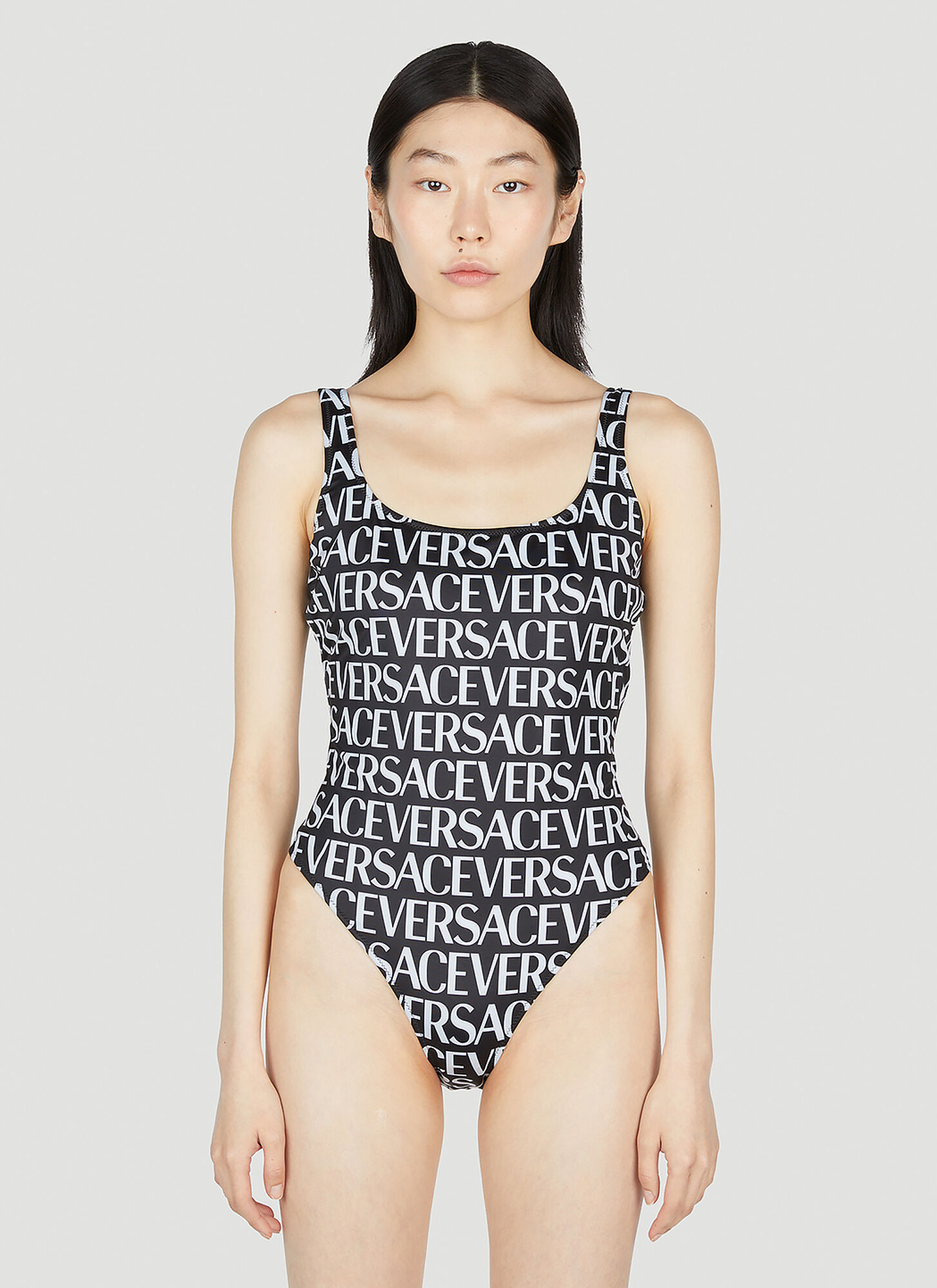 Shop Versace Logo Print Swimsuit